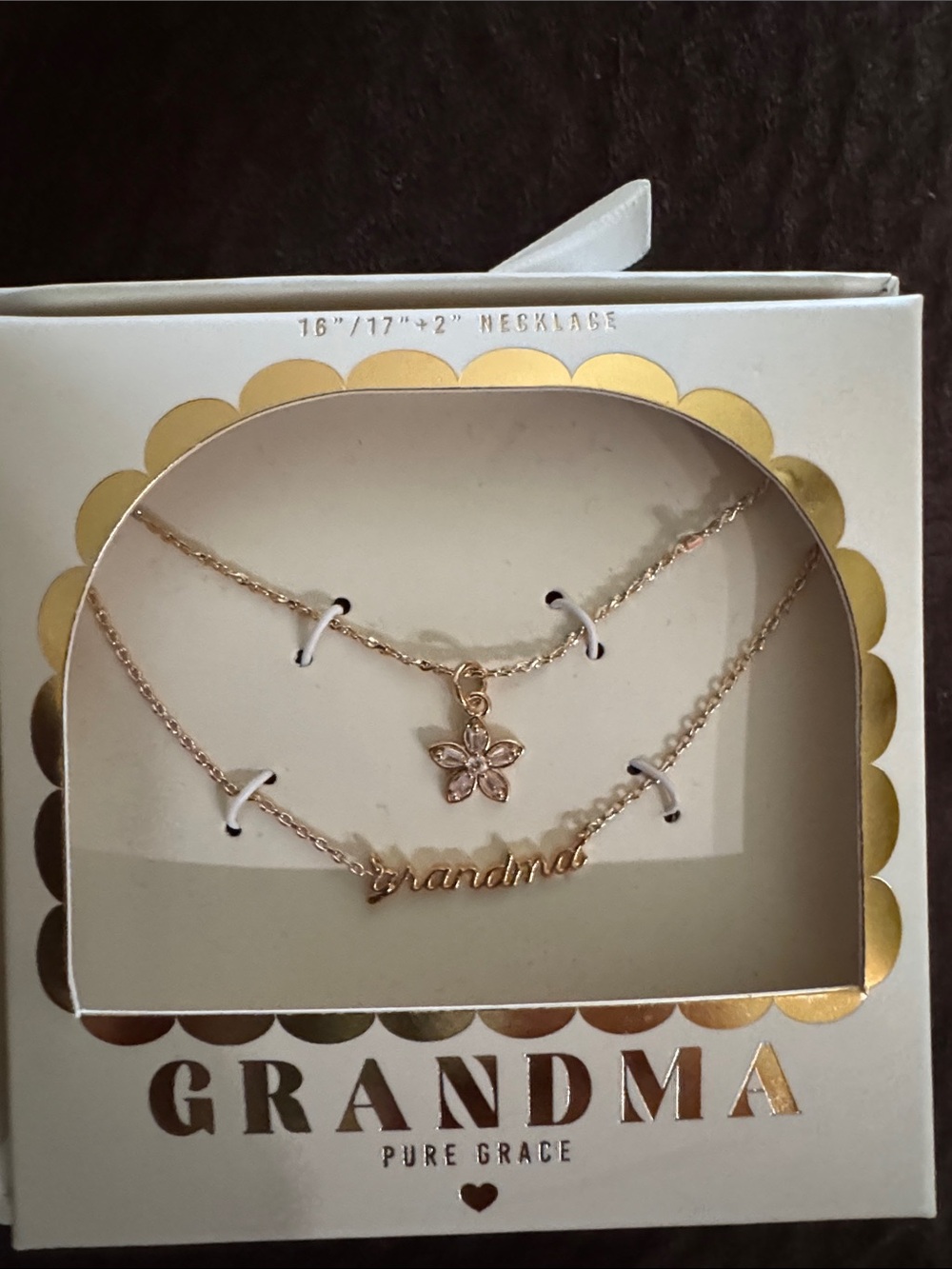 Gold-Tone Layered Grandma Necklace Set with Flower Pendant